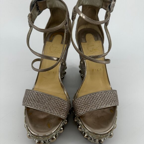 Louboutin Champagne Chocazeppa 120 Glitter Specchio - Size 39 - Picture 2 of 6
